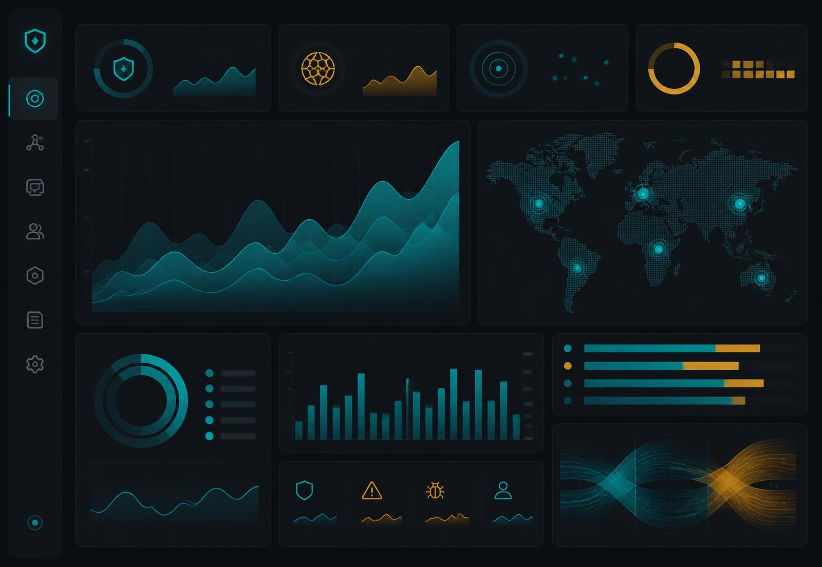 Security operations dashboard showing live containment actions, blast radius calculations and decision records across a tenant estate